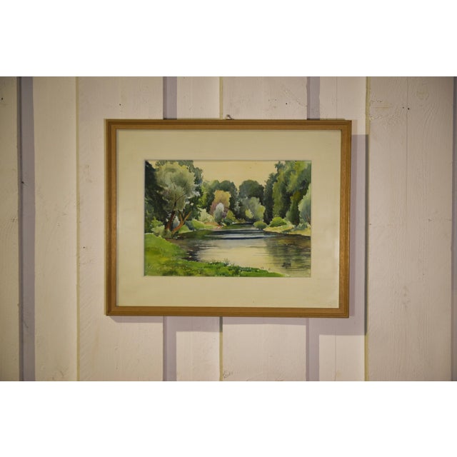 J. Richard, Riverside, 1975, Watercolour, Framed For Sale - Image 7 of 7