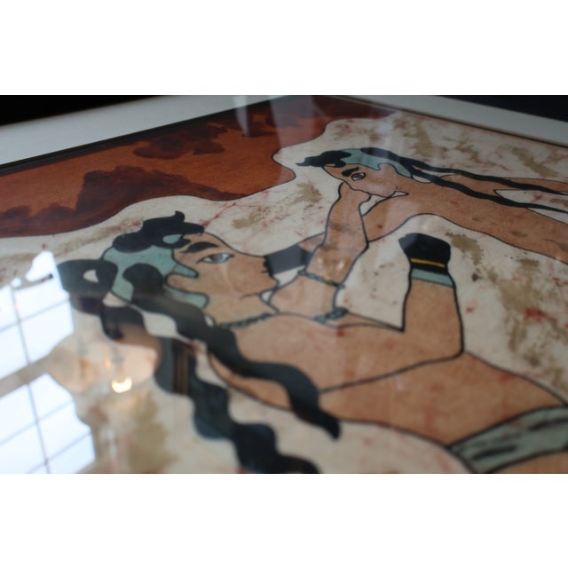 1970s Masakis Signed Batik After the Akrotiri “Boxing Children” Fresco For Sale - Image 10 of 18