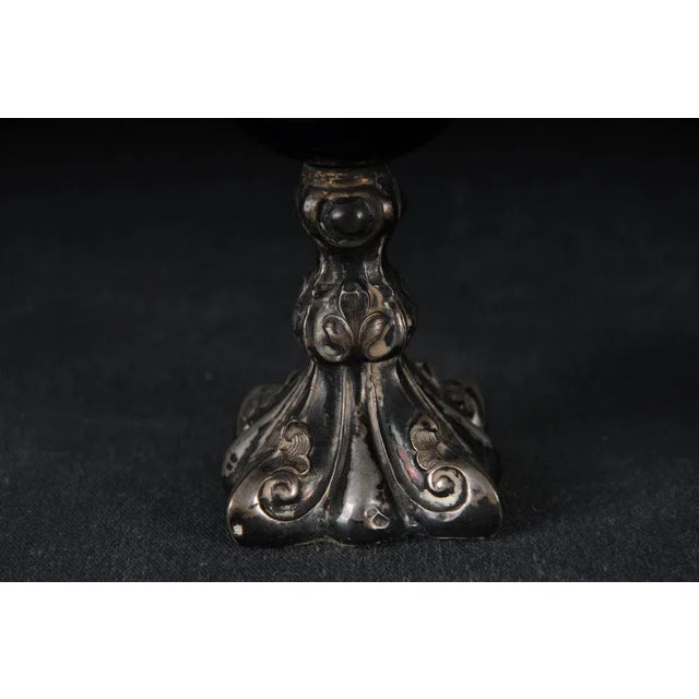 Antique Silver Caviar Bowls in Blue Glass, Set of 2 For Sale - Image 6 of 11