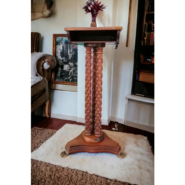 Brown Finely Crafted Column Lectern with Bronze Feet, 1890s For Sale - Image 8 of 8