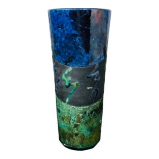 Vintage Moody Post Modern Clay Pottery Vase For Sale