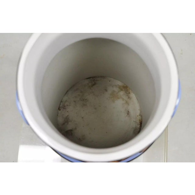 Late 20th Century Vintage Nautical Painted Lighthouse and Flag Ceramic Umbrella Cane Holder For Sale - Image 9 of 11