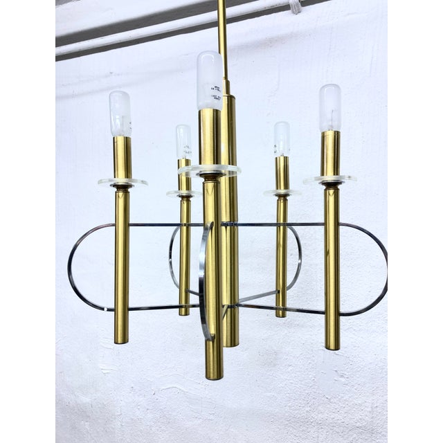 Chandelier in Brass, Chrome and Glass from Sciolari, 1960s For Sale - Image 6 of 11