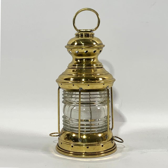 Traditional Solid Brass Ships Anchor Lantern For Sale - Image 3 of 6