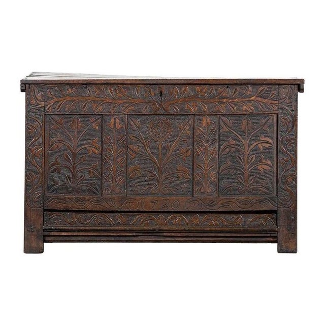English Carved Oak Mule Chest, 1680 For Sale - Image 16 of 16