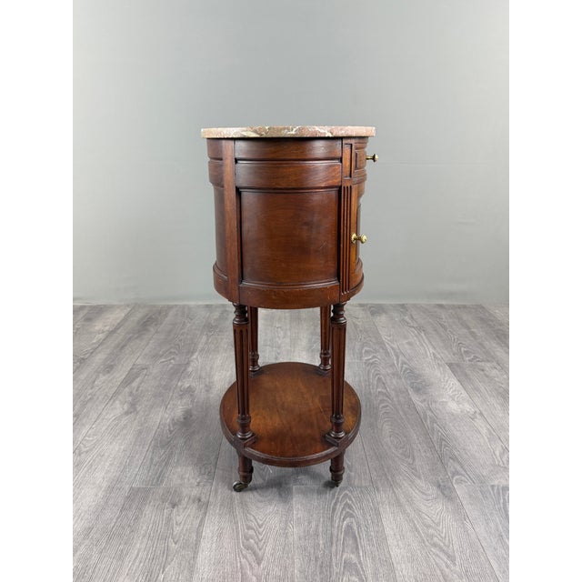 19th Century Louis XVI Half-Moon Side Table in Mahogany and Marble, 1920s For Sale - Image 10 of 12