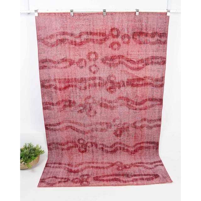 Red 1970s Vintage Turkish Oushak Handmade Wool Cotton Red Area Rug For Sale - Image 8 of 11