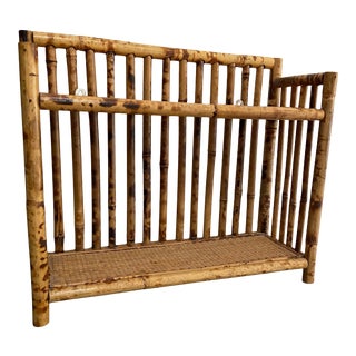 Vintage Burnt Bamboo Wall Shelf For Sale