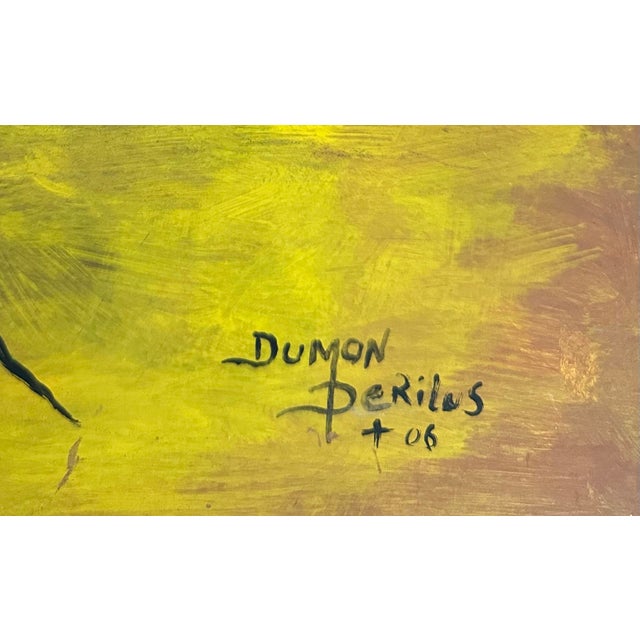 Add a bold statement piece to your collection with this Vintage Abstract Geometric Oil Painting on Canvas, signed by the...