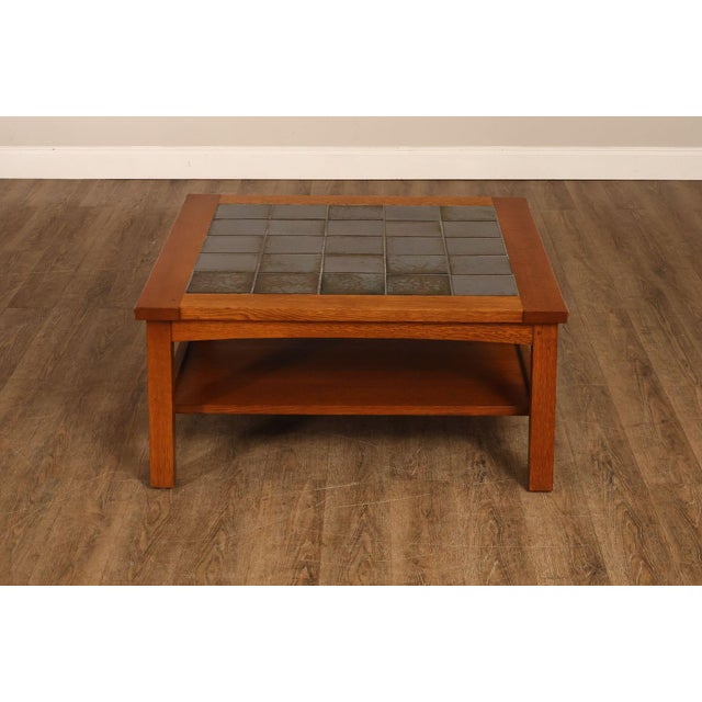 Stickley Mission Collection Tile Top Square Oak Coffee Table For Sale - Image 13 of 18