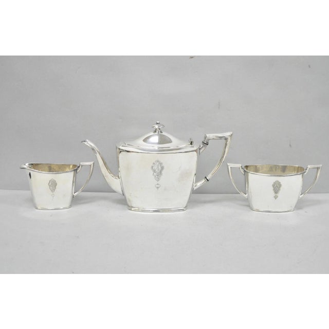 Antique Community Silver Plated Art Deco Birds of Paradise Tea Service Set 3 PCS For Sale - Image 18 of 18