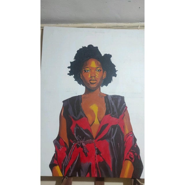 Contemporary Morning in the Palace, Wall Art, Figurative Painting, Emmanuel Akolo (2022) Acrylic on Canvas For Sale - Image 3 of 4