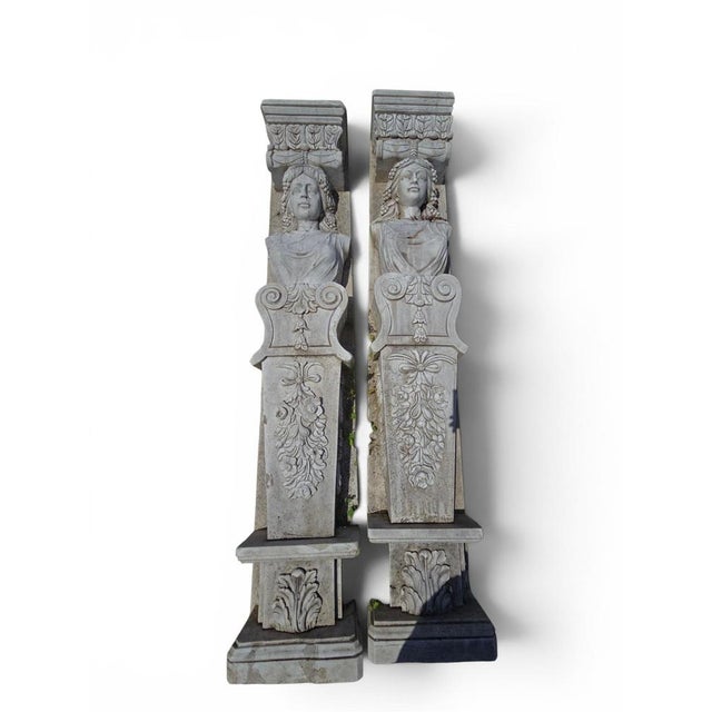 Large Caryatid Sculptures, Late 20th Century, Marble, Set of 2 For Sale - Image 10 of 14