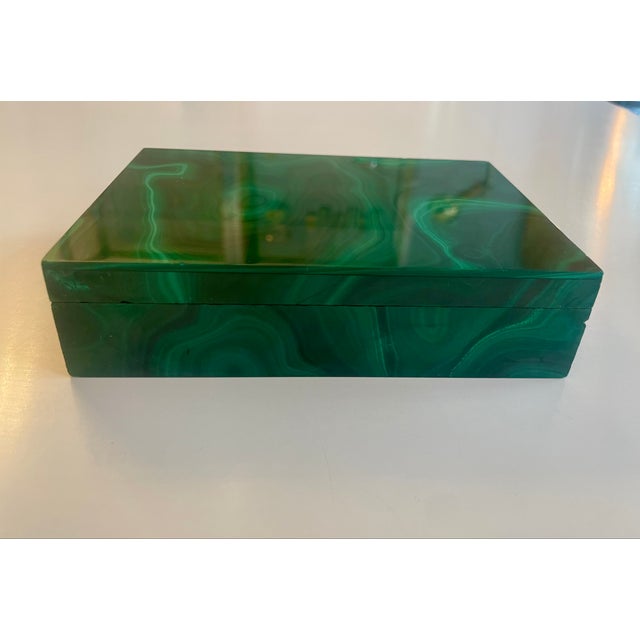 Metal Malachite Box with Gilt Sterling Silver Hinge, 1950 For Sale - Image 7 of 10