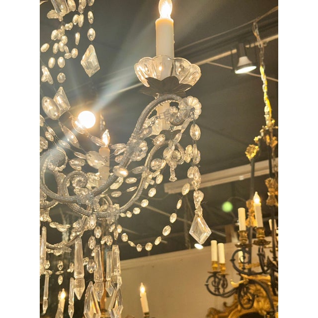 19th Century Large 19th C. Italian Giltwood and Crystal Chandelier For Sale - Image 5 of 8