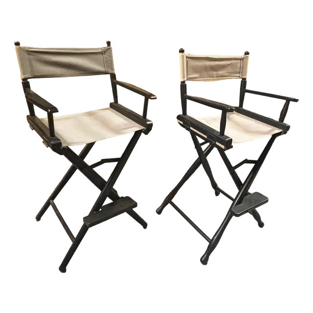 1980s Appalachian Beech Directors Chairs Pair by Gold Medal Folding Furniture Co, Pair For Sale