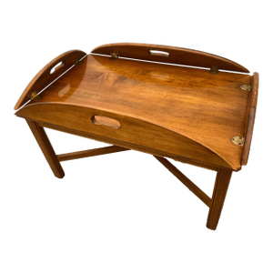 Vintage Ethan Allen Butler's Tray Oval Cocktail Table Colonial Revival Maple