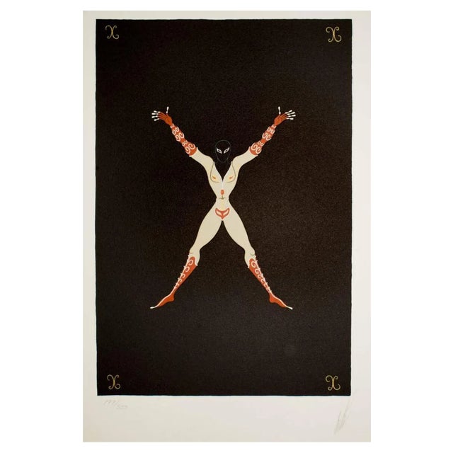 Erté, Letter X, Lithograph and Screen Print, 1976 For Sale