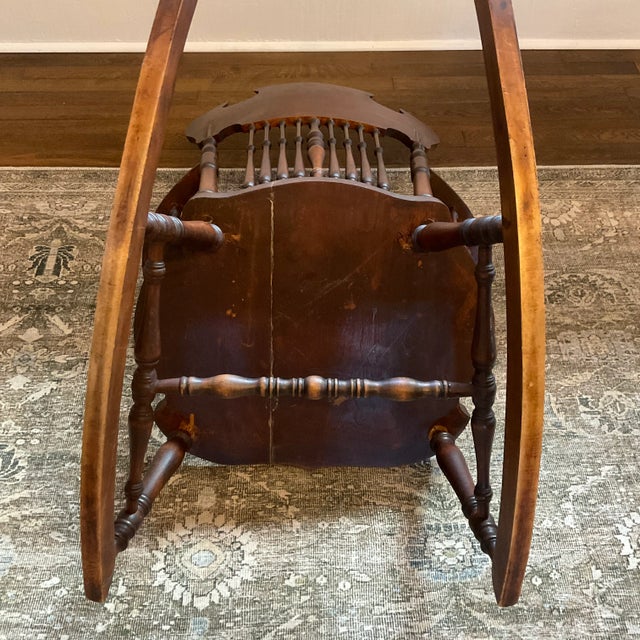 Beautiful Antique Rocking Chair With Mother of Pearl Inset For Sale - Image 10 of 10