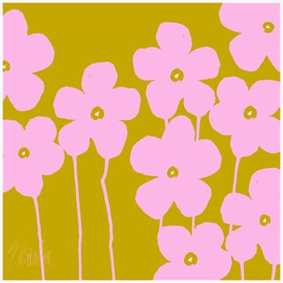 Fabulous Flowers in High Pink and Spring Green Fine Art Print 24" X 24" by Liz Roache For Sale