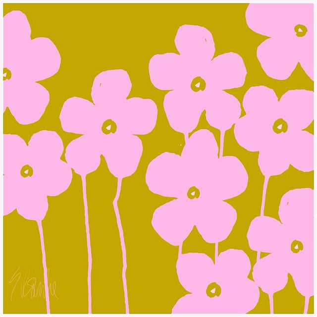 Fabulous Flowers in High Pink and Spring Green Fine Art Print 24" X 24" by Liz Roache For Sale