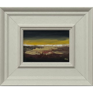 Midnight Ember - Miniature Abstract Landscape Art Study by Contemporary Artist 2025 For Sale