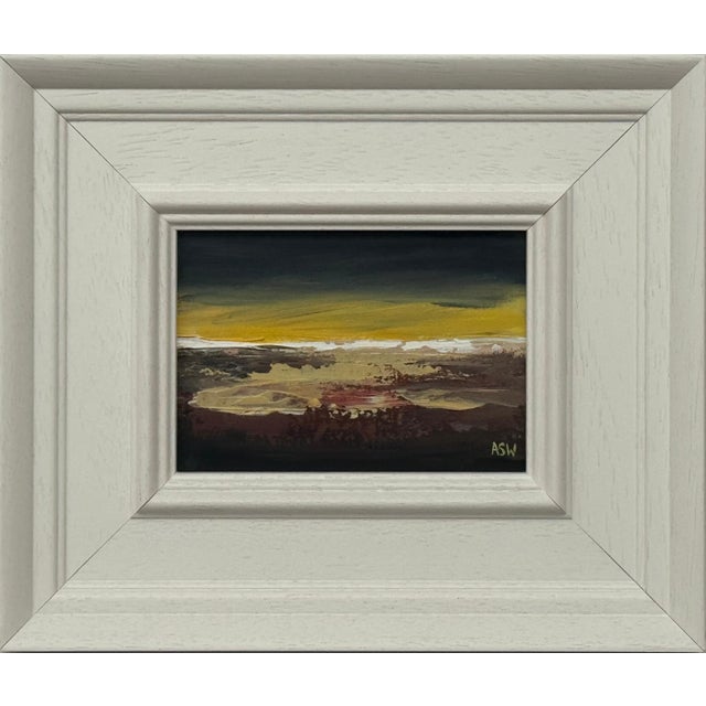 Midnight Ember - Miniature Abstract Landscape Art Study by Contemporary Artist 2025 For Sale