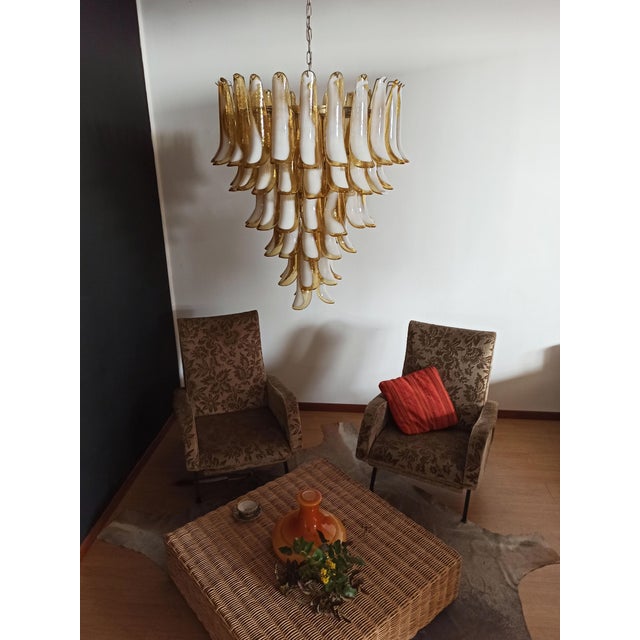 Vintage Italian Murano Chandelier with Caramel Glass Petals in the style of Mazzega, 1990 For Sale - Image 11 of 17