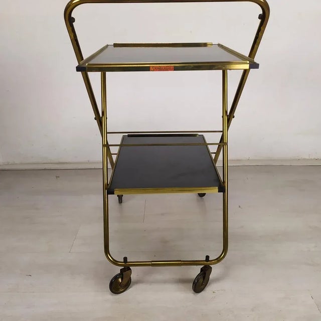 Black Folding Cart on Wheels in Brass For Sale - Image 8 of 18