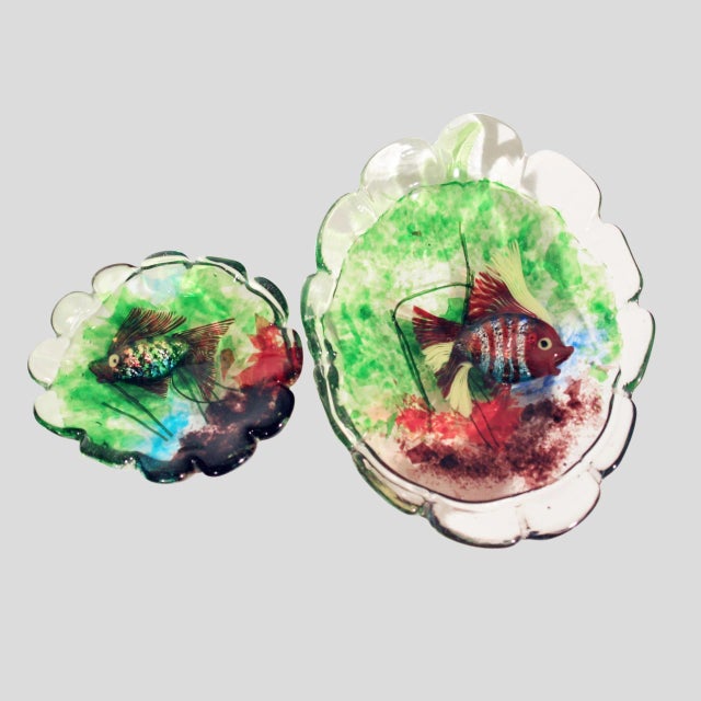 Blown Murano glass bowl with aquarium fusion by Cenedese ca 1950s This piece is attributed to the mentioned...