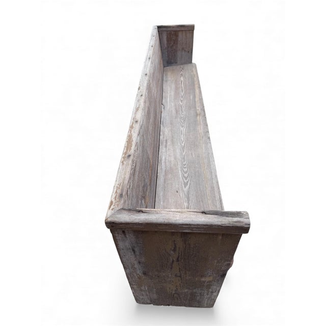 Gray Early 20th-Century Farmhouse Pine Pew Bench For Sale - Image 8 of 10