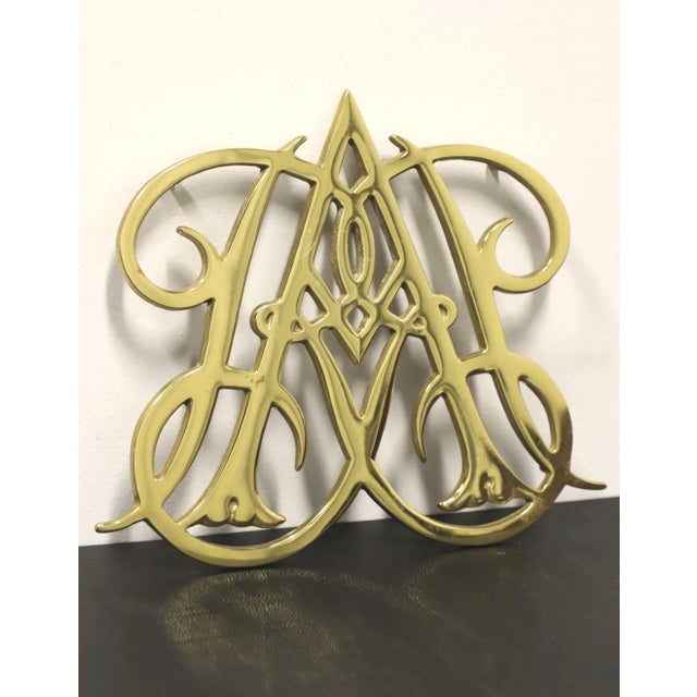 Traditional Virginia Metalcrafters Brass Williamsburg Queen Anne Cypher Trivets - Pair For Sale - Image 3 of 8