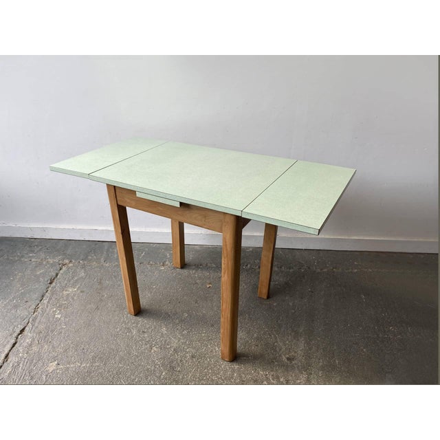 Wood Vintage Draw-Leaf Kitchen Dining Table with Formica Top, 1960s For Sale - Image 7 of 8