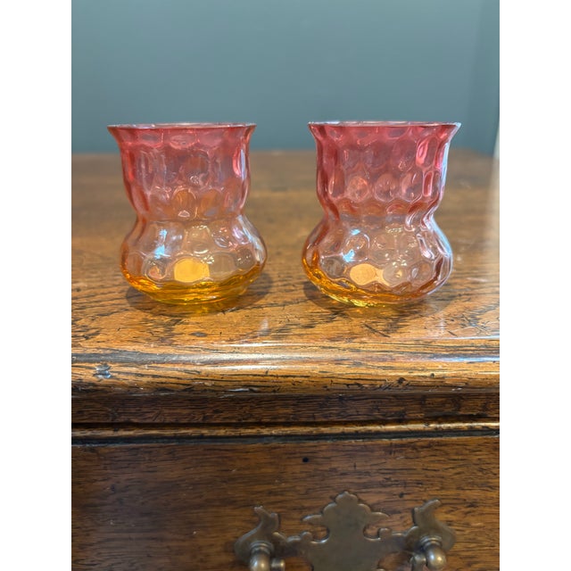 Antique Victorian Amberina Glass Toothpick Holders Inverted Thumbprint - A Pair Condition: Used Description: Up for sale...