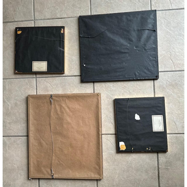 Collection Four Asian Japanese Silk Watercolor Framed Paintings For Sale - Image 14 of 18