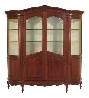 1980s Vintage French Style Beveled Glass China Cabinet