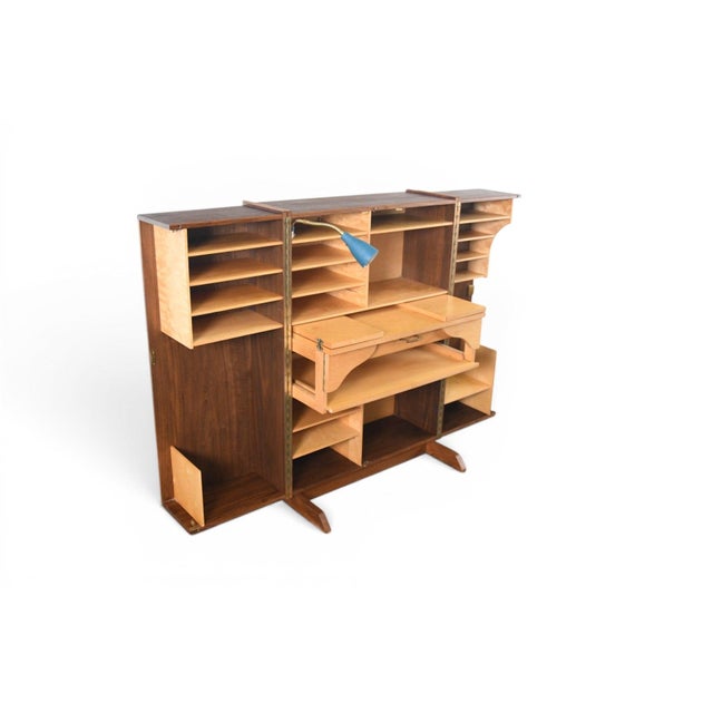 Wood German Walnut "Desk in a Box" Home Office Cabinet, 1960s For Sale - Image 7 of 17