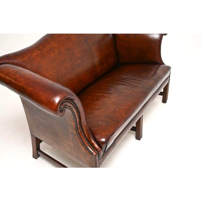 Antique Leather Hump Back Sofa, 1920s For Sale - Image 10 of 13