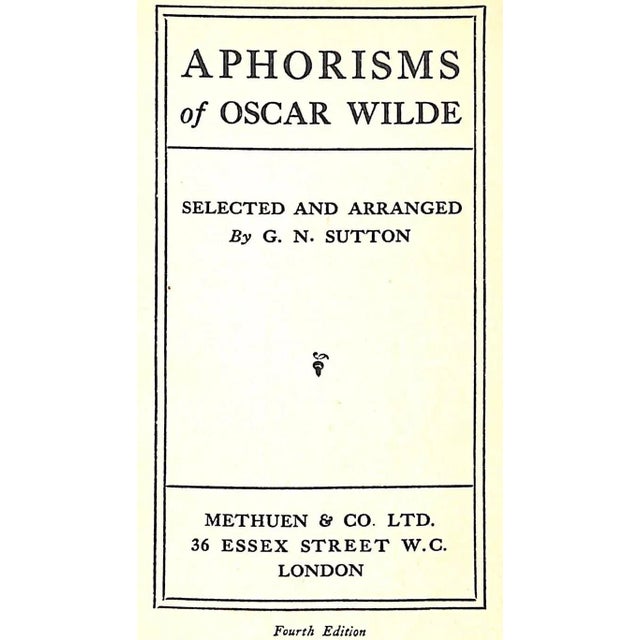 Traditional "Aphorisms of Oscar Wilde" 1923 Wilde, Oscar Sutton, g.n. For Sale - Image 3 of 6