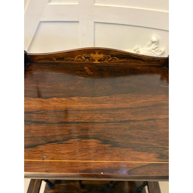 Wood Antique Victorian Rosewood Inlaid Canterbury, 1890 For Sale - Image 7 of 11