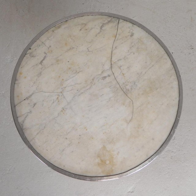 Metal Bistro Table with Cast Iron Legs and Marble Top, 1920s For Sale - Image 7 of 18