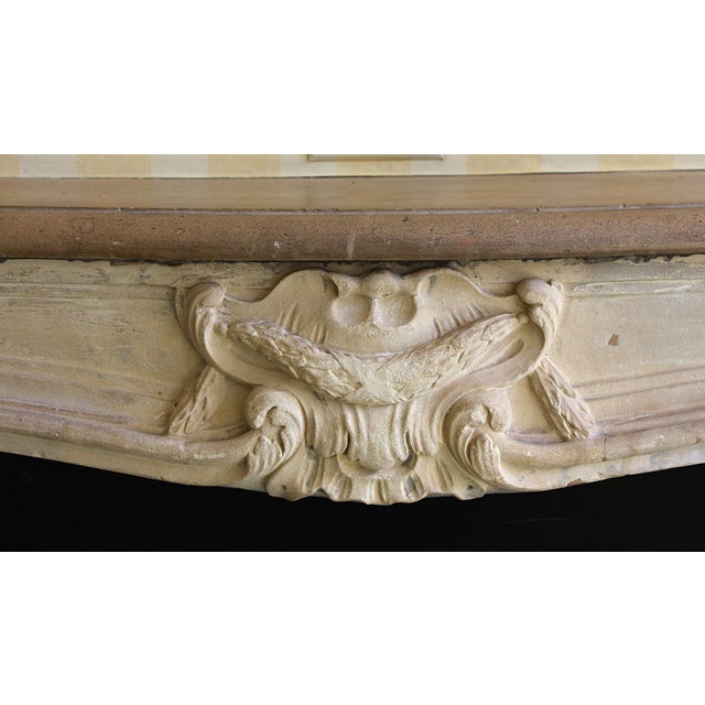 Tan Waldorf Astoria Louis XV French Limestone Mantel For Sale - Image 8 of 14