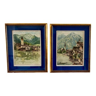 Vintage Mid-Century Hans Figura Aquatint Etching - a Pair For Sale