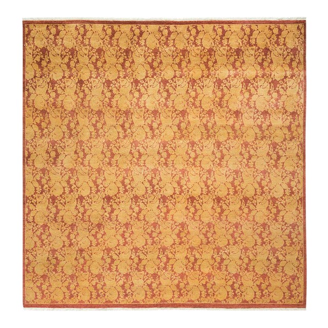 Mogul Collection Hand-Knotted Area Rug - Pink 8' 2" x 8' 3" For Sale