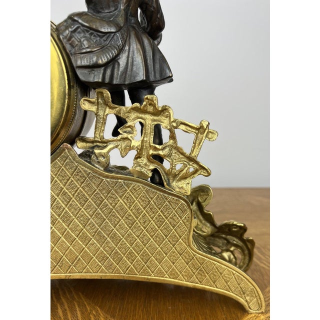 Vintage Style Brass Figurine Mantel Clock For Sale - Image 12 of 13