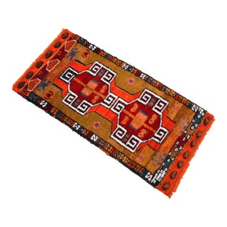1970s Hand Made Bath Mat Kitchen Decor, Entry Mat, Colorful Small Turkish Rug - 18″ X 36″ For Sale