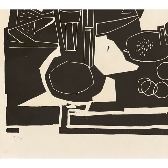 Gustav Kurt Beck (1902-1983) "Fruit Bowl and Fish Still Life" linocut on paper, signed and numbered 117 of 200. Herbert F....