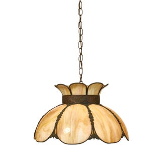 Cream Color Slag Glass Pendant Light Fixture For Sale