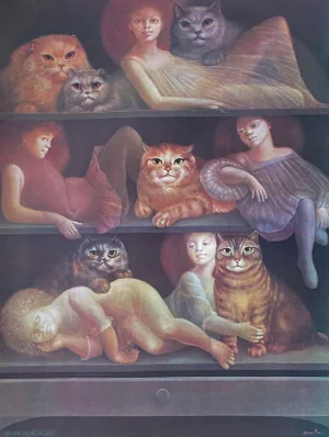 1980 Leonor Fini Sunday Afternoon Screen Print Poster