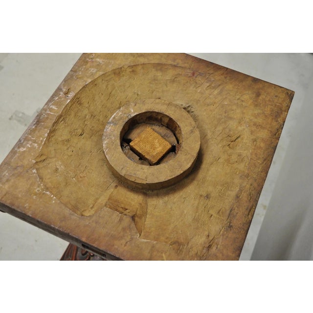 Antique American Empire Carved Mahogany Cannonball Paw Foot Pedestal Table Base For Sale - Image 11 of 18